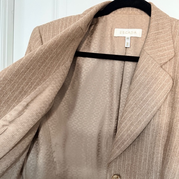 Escada Ermenegildo Zegna Beige Pinstripe Blazer - Picture 5 of 13